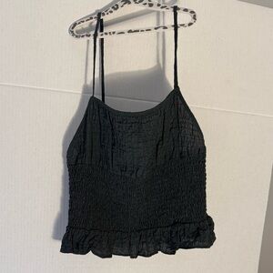 Zara dark gray Smocked Ruffle Cami Top